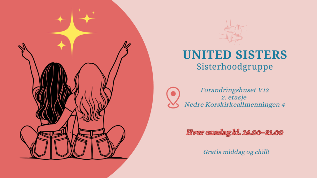 Grafikk United Sisters Sisterhoodgruppe, drop-in hver onsdag kl. 16.00–21.00