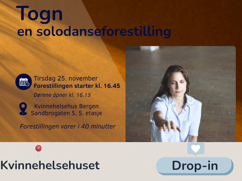 Bildet viser invitasjon til Togn – en solodanseforestilling med et bilde av en kvinnelig danser.