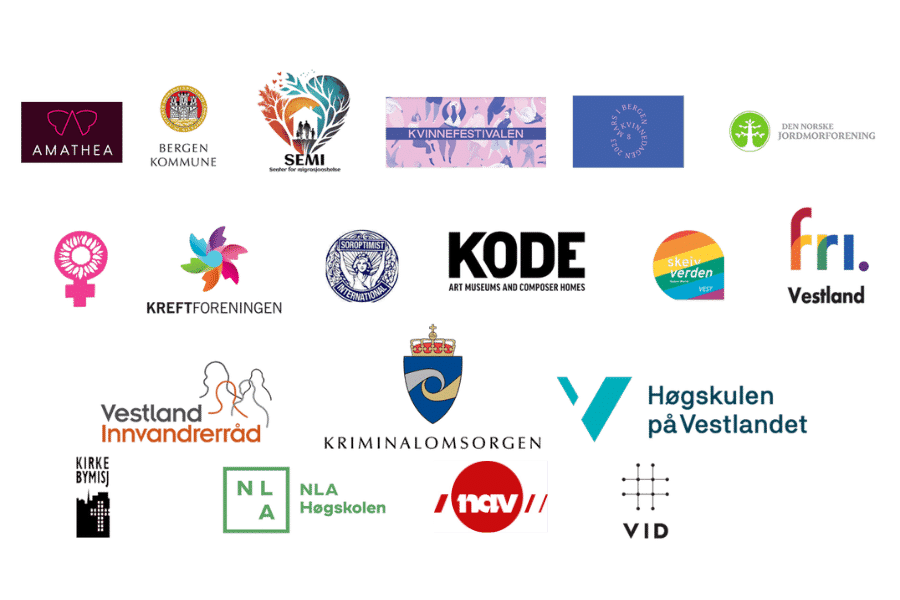 Bildet viser ulike logoer fra organisasjoner vi samarbeider med.