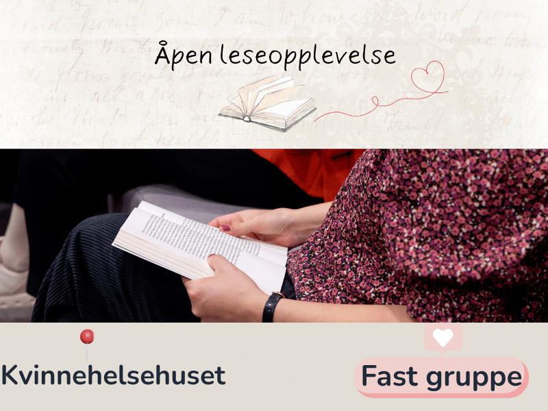 Bilde til aktiviteten Åpen leseopplevelse, på Kvinnehelsehus Bergen. Fast gruppe