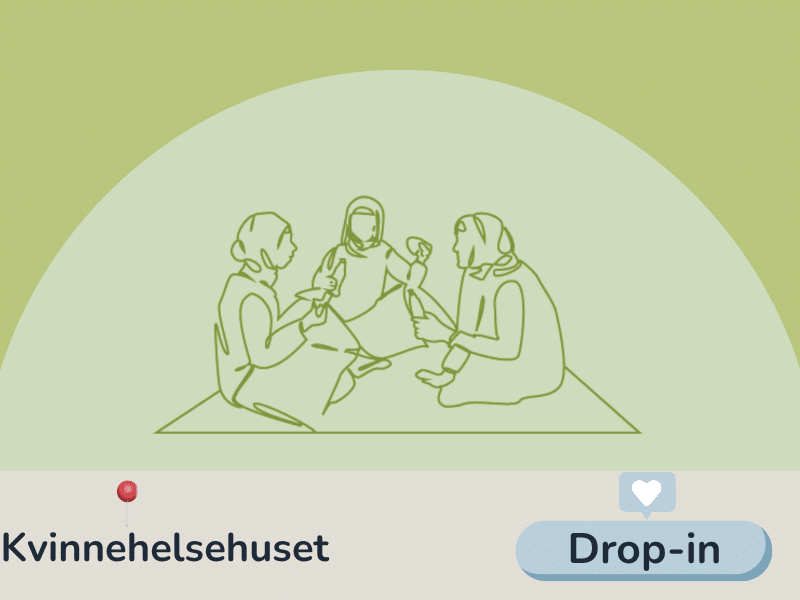 Bilde til aktiviteten Spis og Snakk viser at det er drop-in og på Kvinnehelsehus Bergen