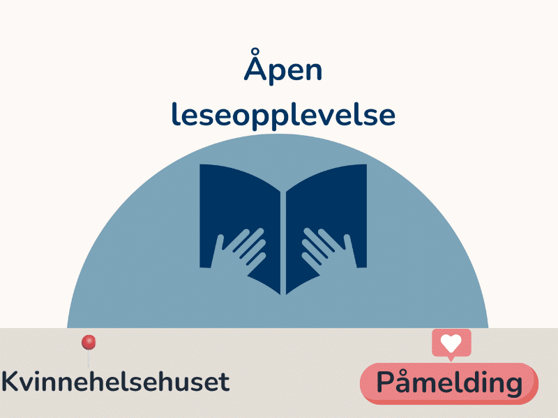 Grafikk til aktiviteten Åpen leseopplevelse, på Kvinnehelsehus Bergen. Påmelding